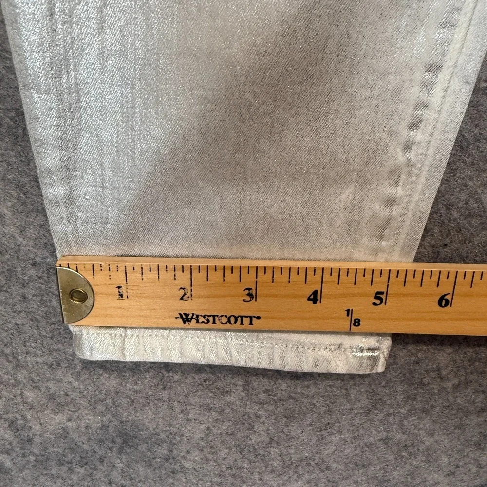 Helmut Lang Ankle Metallic Shiny‎ Glossy Coated Jeans Womens 28 Pants Silver NEW